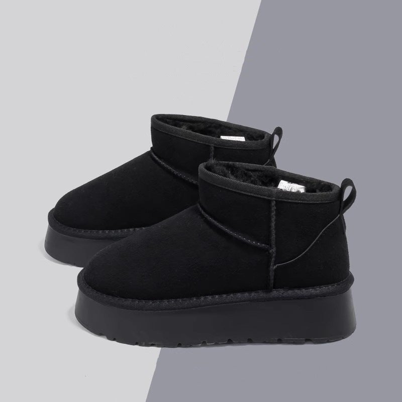 Popular Snow Boots For Women In Winter Fleece-Lined Winter Large Cotton Shoes Thick Sole Heightening Short Boots Outer Wear Bread Shoes - Image 3